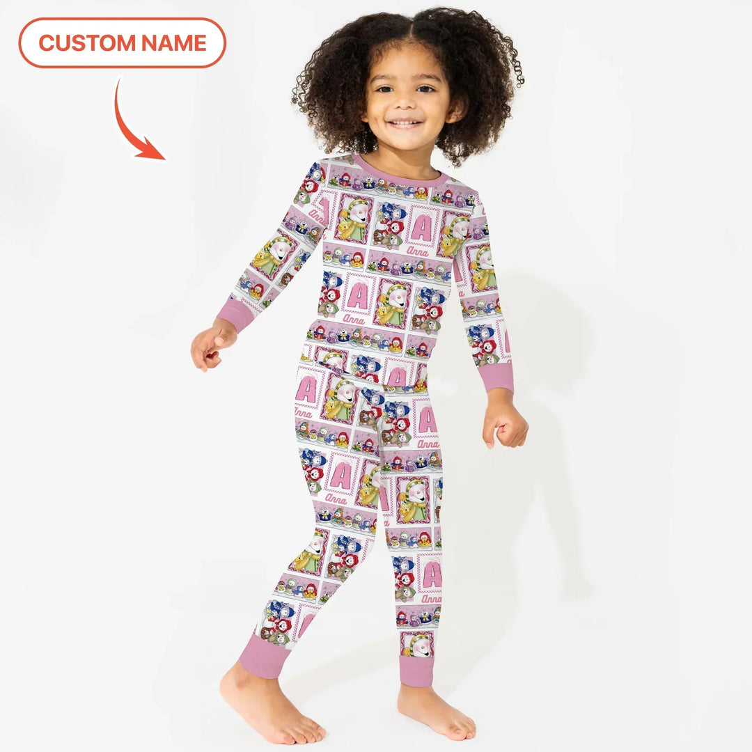 Frosty Friends Custom Name Bamboo Two Piece Long Sleeve Pajama Set