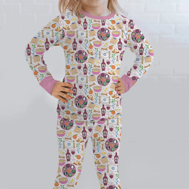 Passover Meal Bamboo Two Piece Long Sleeve Pajama Set