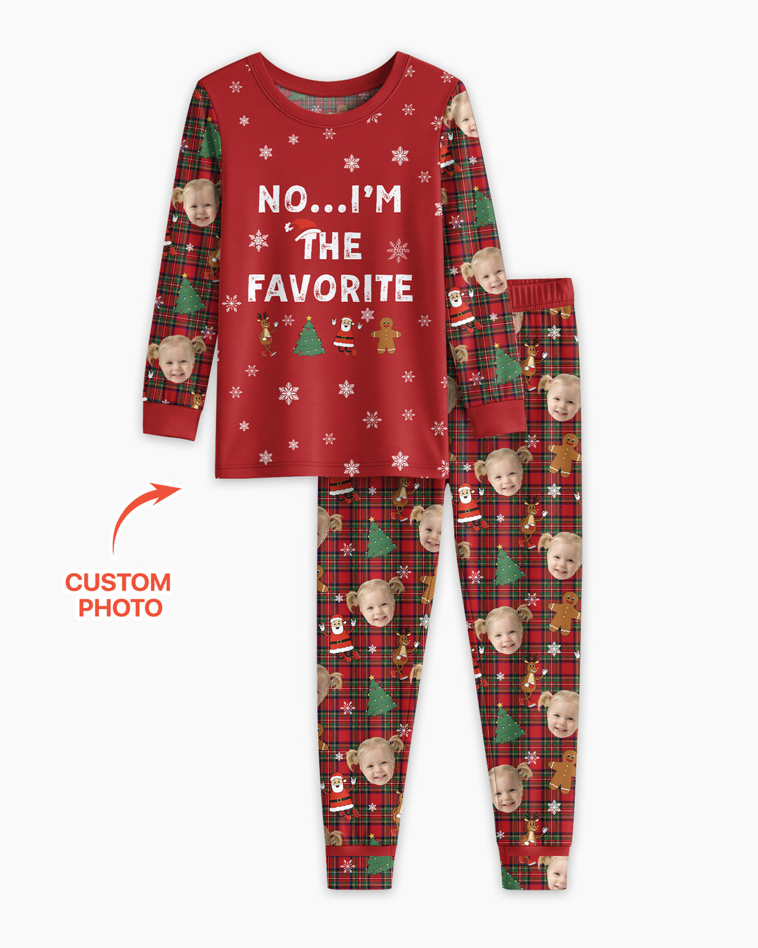 I'm The Favorite Christmas Funny Brother Sister Matching Bamboo Two Piece Long Sleeve Pajama Set