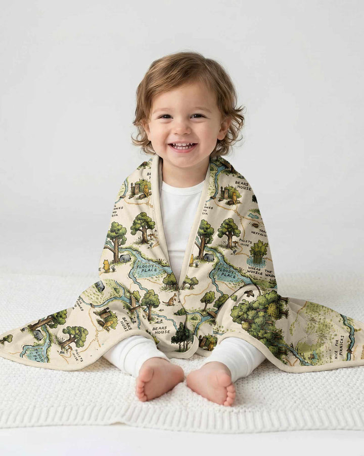Classic Bear Maps Bamboo Blanket