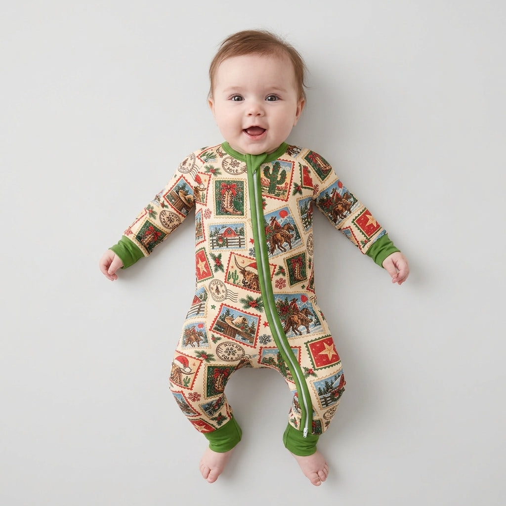 Western Christmas Stamps Bamboo Convertible Zippy