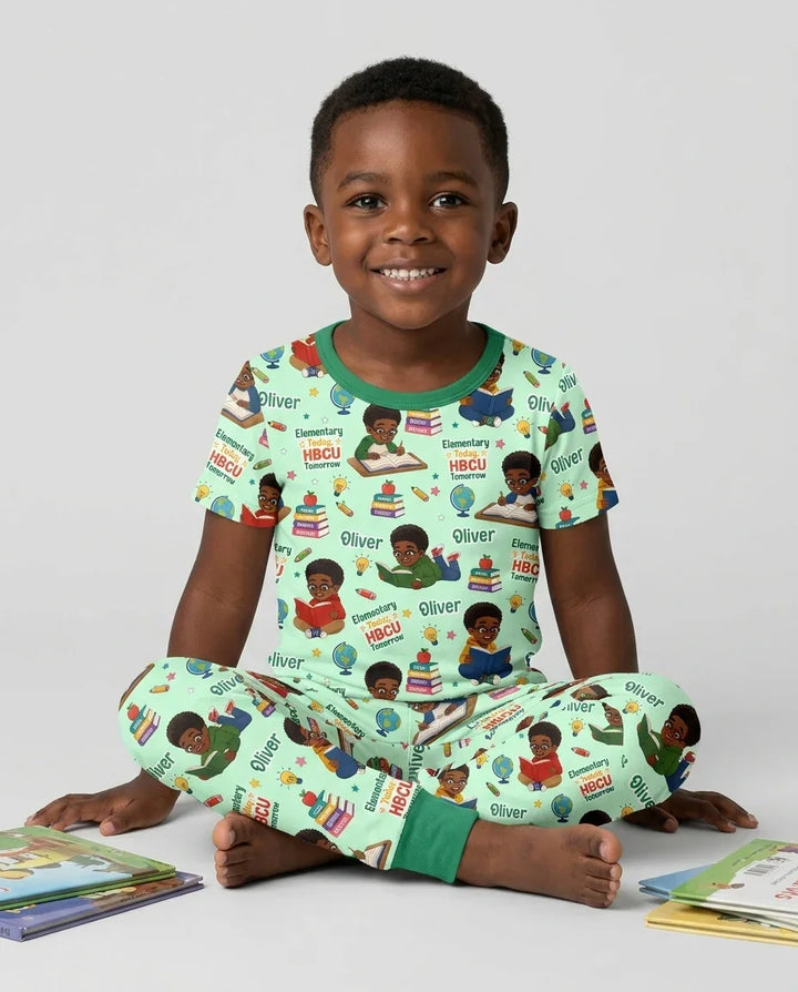 Custom Name Elementary Today HBCU Tomorrow Bamboo Two Piece Long Sleeve Pajama Set