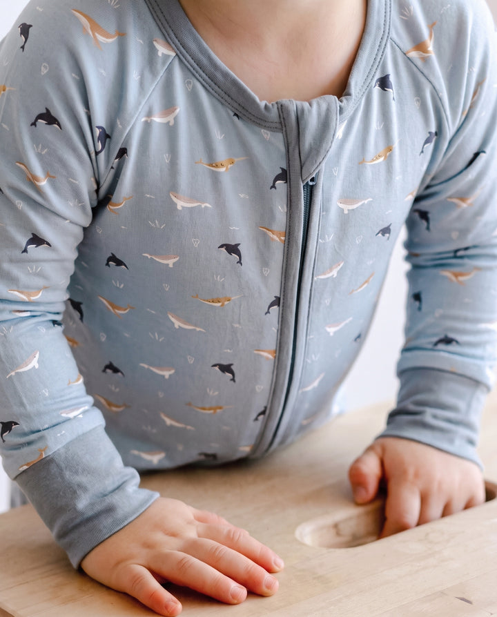 Narwhal Drift Bamboo Convertible Zipper Romper