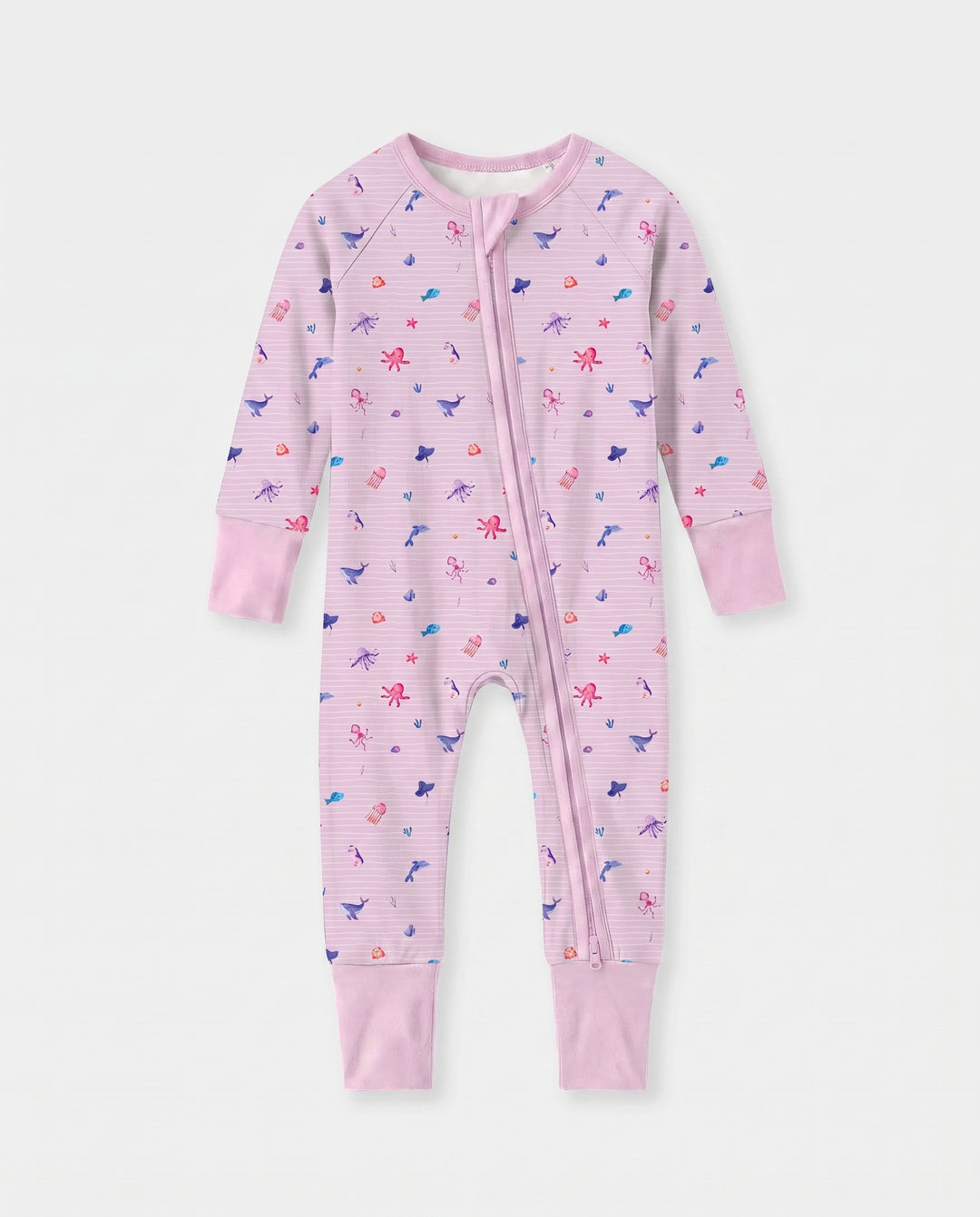 Pink Ocean Parade Bamboo Convertible Zipper Romper