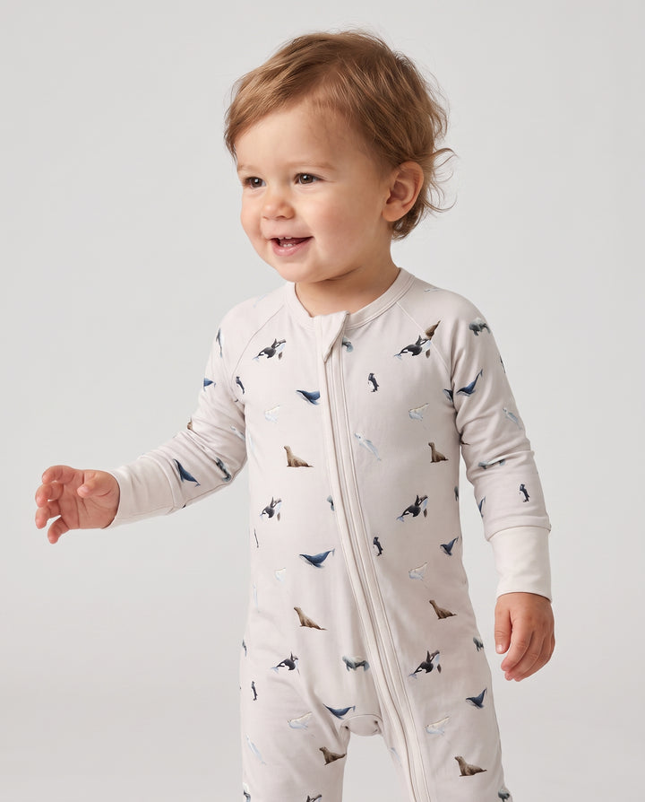 Arctic Ocean Friends Bamboo Convertible Zipper Romper