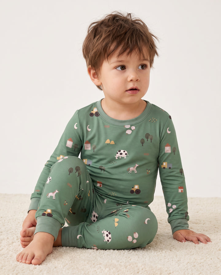 Mini Farm Life Bamboo Two Piece Long Sleeve Pajama Set