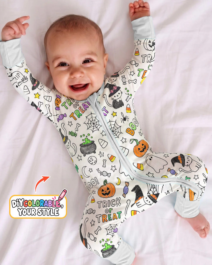 Trick or Treat Halloween Doodles Colorable Bamboo Convertible Zippy