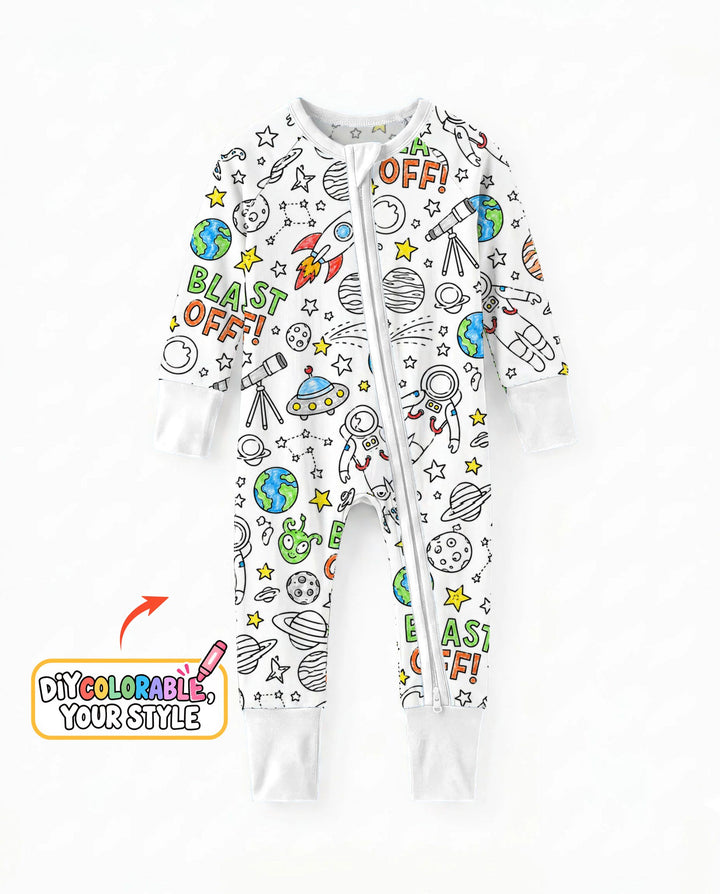 Blast Off Space Adventure Colorable Bamboo Convertible Zippy