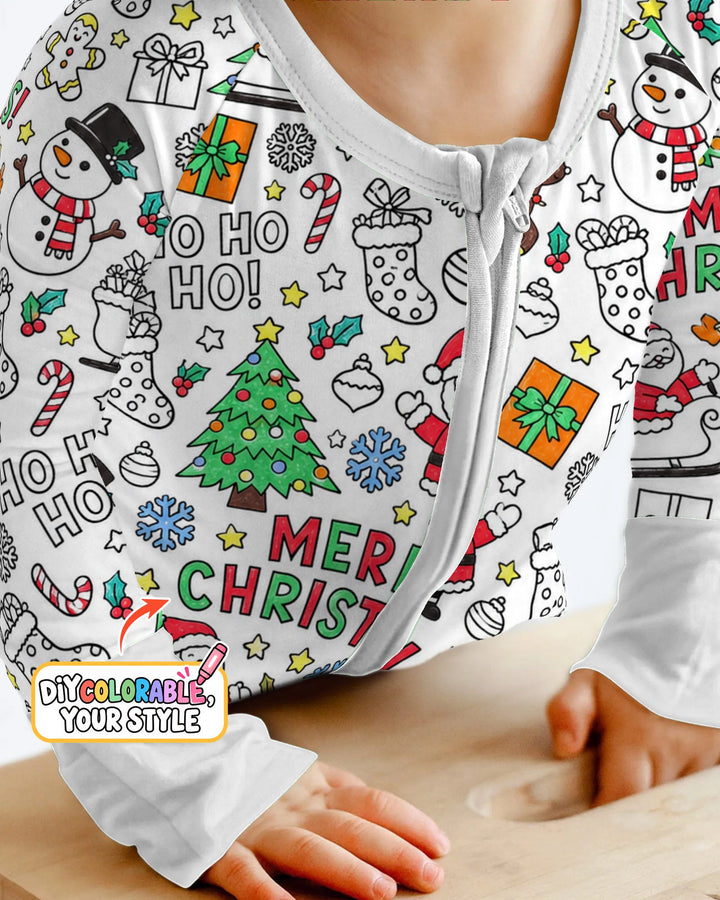 Merry Christmas Doodle Party Colorable Bamboo Convertible Zippy