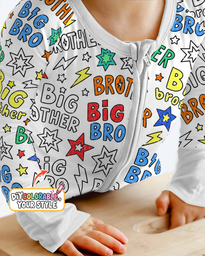 Big Brother Superhero Doodles Colorable Bamboo Convertible Zippy