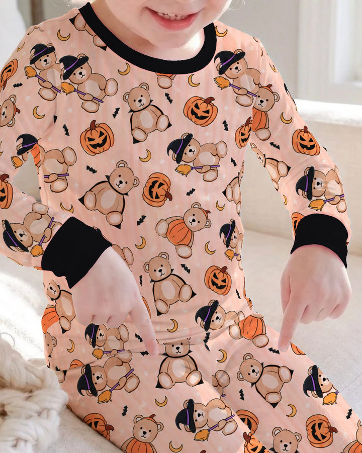 Halloween Teddy Toss Bamboo Two Piece Long Sleeve Pajama Set