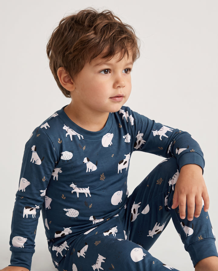 Tiny Farm Friends Bamboo Two Piece Long Sleeve Pajama Set