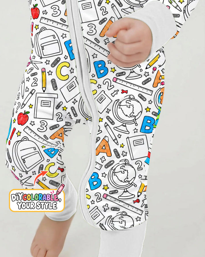Back to School Doodle Supplies Colorable Bamboo Convertible Zippy