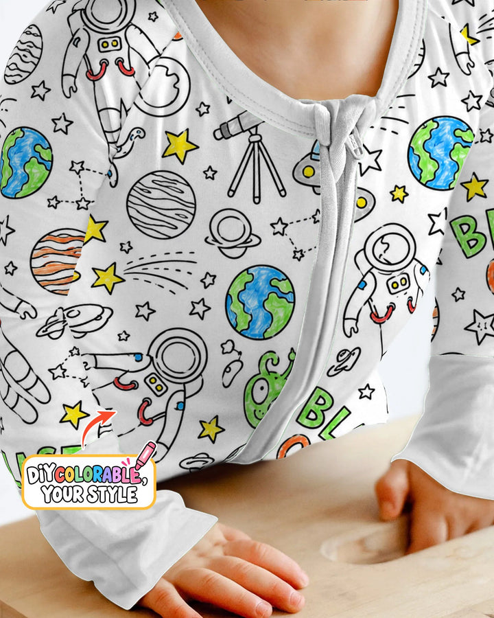 Blast Off Space Adventure Colorable Bamboo Convertible Zippy