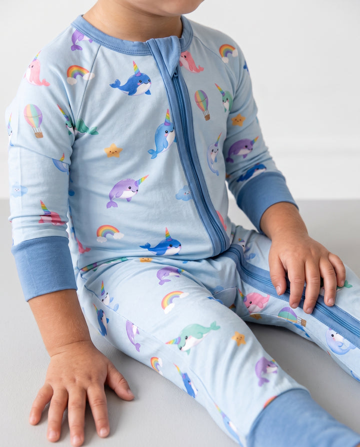 Soft Breeze Narwhal Dreams Bamboo Convertible Zipper Romper