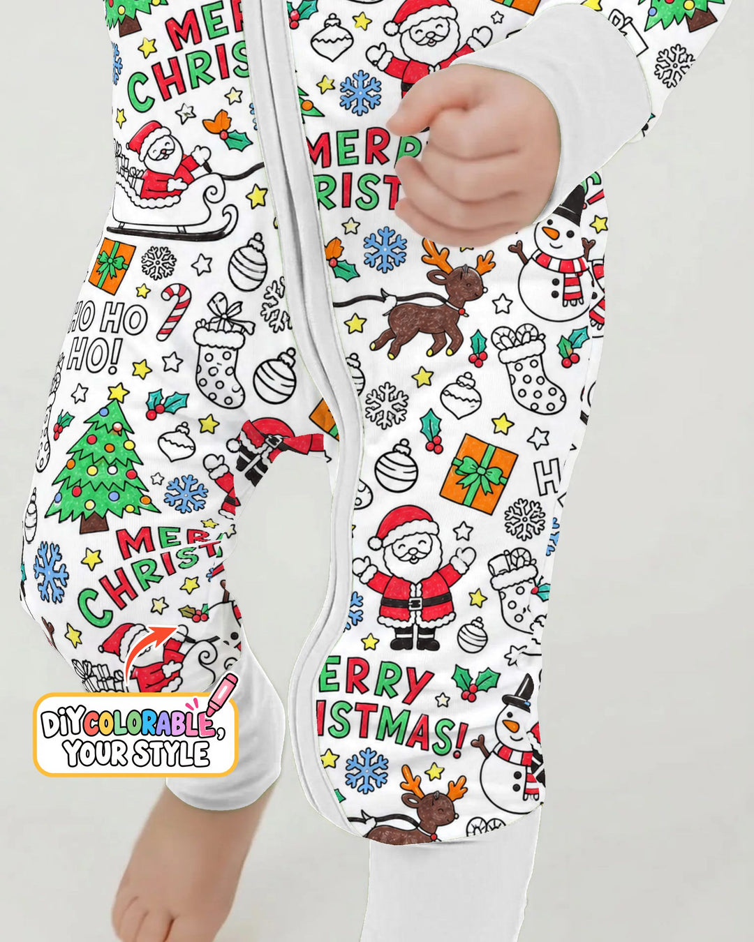 Merry Christmas Doodle Party Colorable Bamboo Convertible Zippy