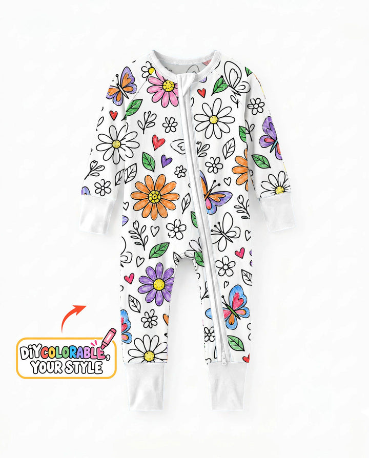 Butterfly Daisy Garden Doodles Colorable Bamboo Convertible Zippy