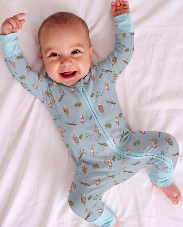 Otter Family River Days Bamboo Convertible Zipper Romper