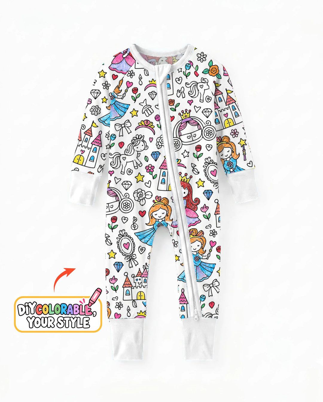 Princess Fairytale Kingdom Colorable Bamboo Convertible Zippy