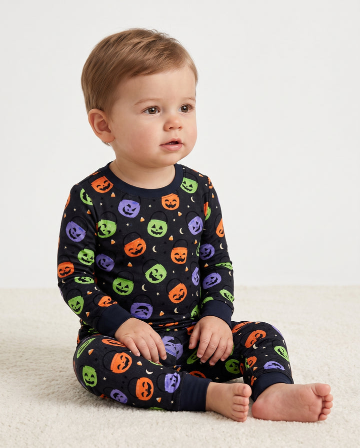 Trick or Treat Bucket Toss Bamboo Two Piece Long Sleeve Pajama Set