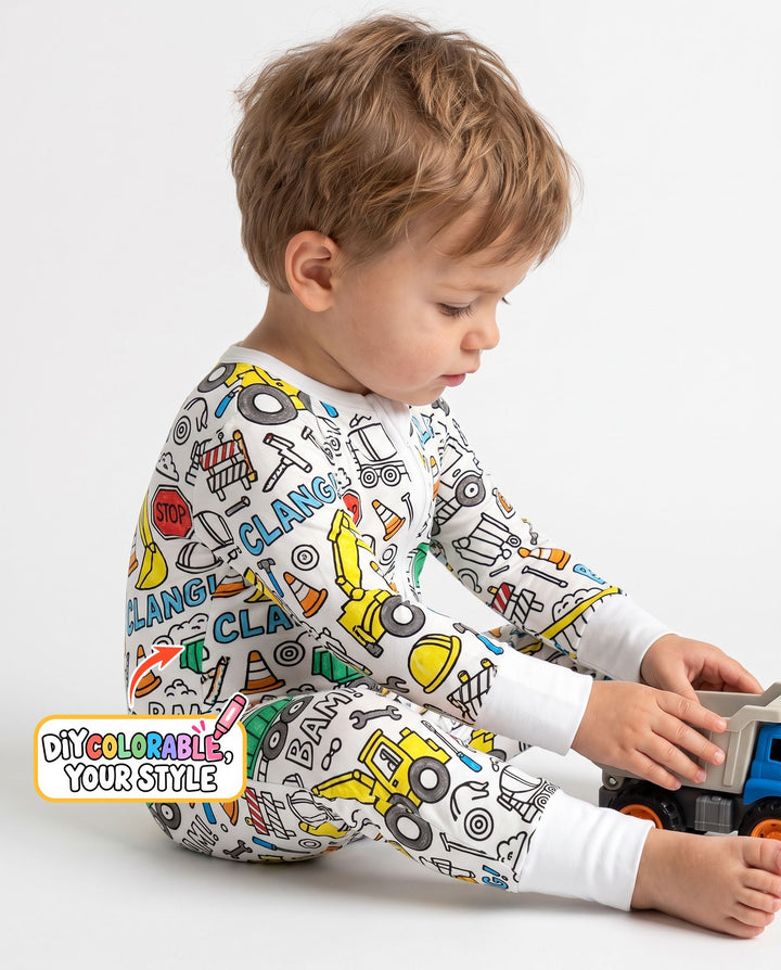 Construction Trucks Doodle Crew Colorable Bamboo Convertible Zippy