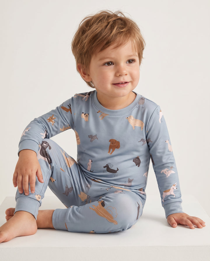 Playful Dog Parade Bamboo Two Piece Long Sleeve Pajama Set