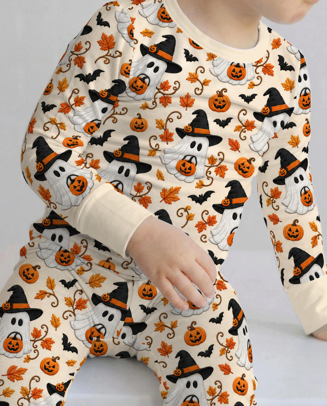Witchy Ghost Pumpkin Autumn Bamboo Two Piece Long Sleeve Pajama Set