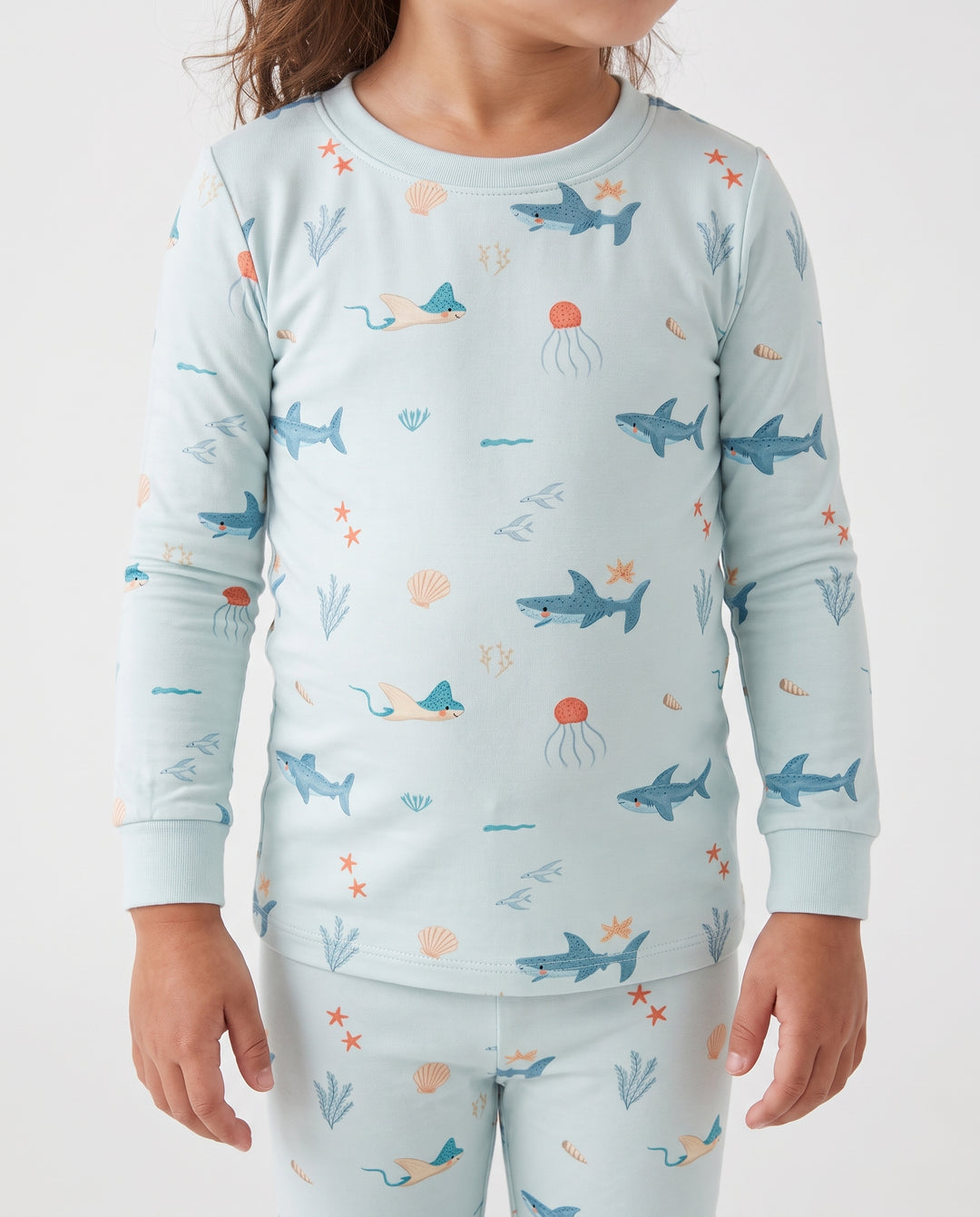 Little Ocean Swimmers Bamboo Two Piece Long Sleeve Pajama Set