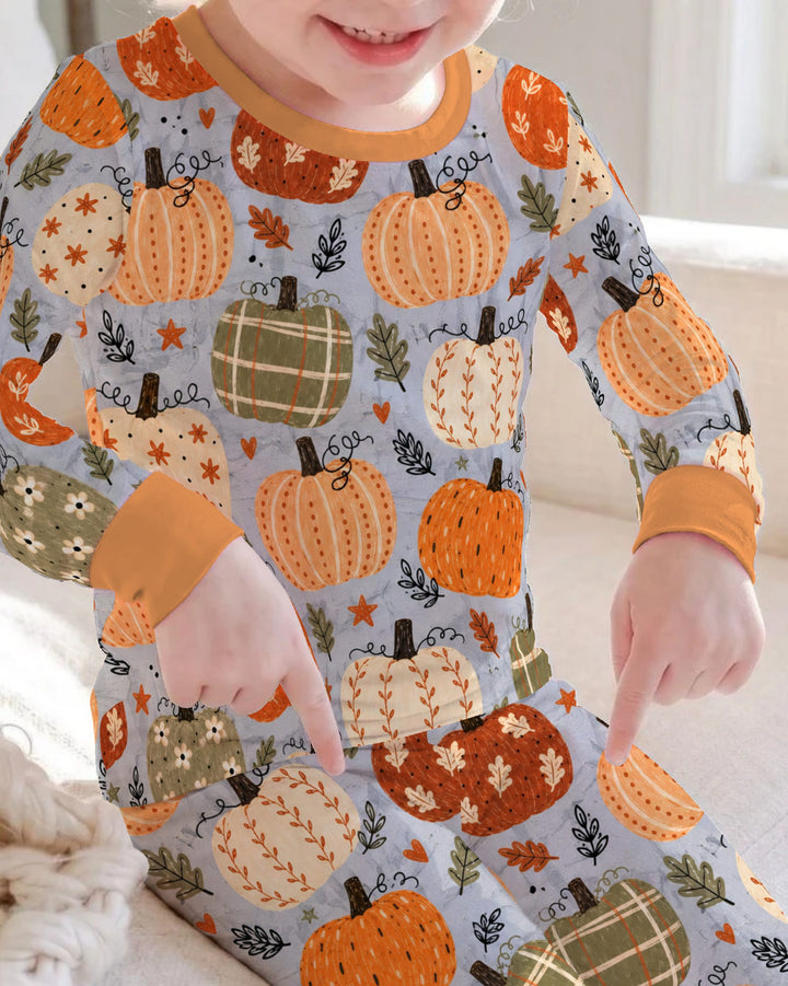 Harvest Pumpkin Patch Bamboo Two Piece Long Sleeve Pajama Set