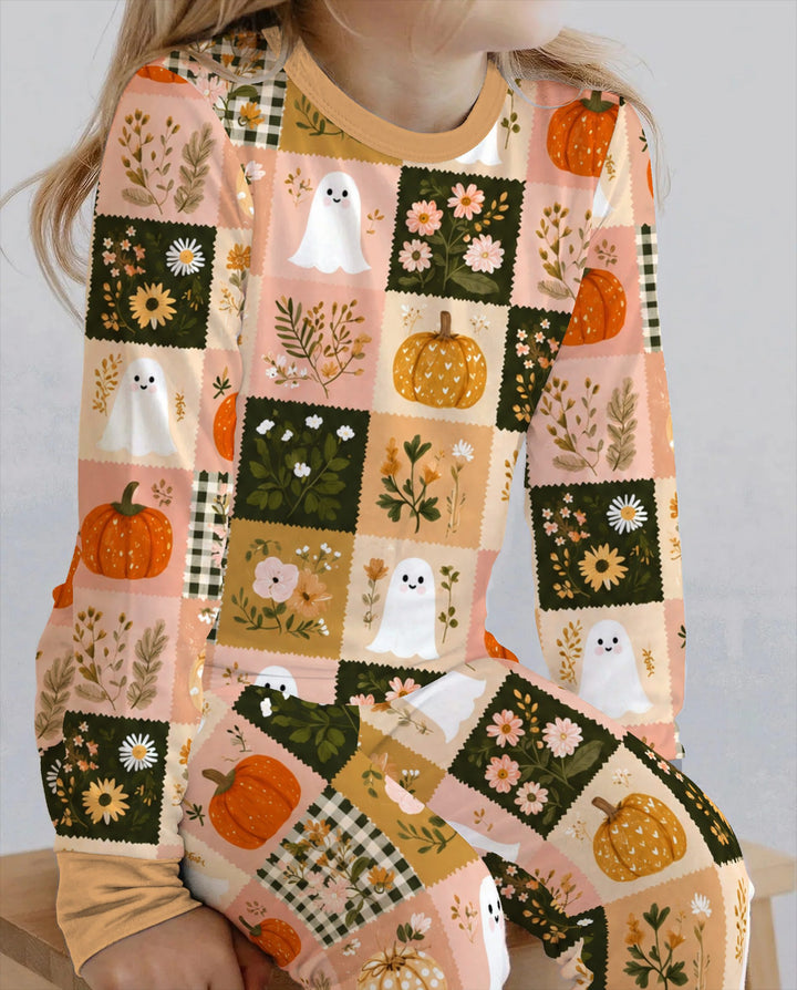 Cottage Ghost Patchwork Bamboo Two Piece Long Sleeve Pajama Set