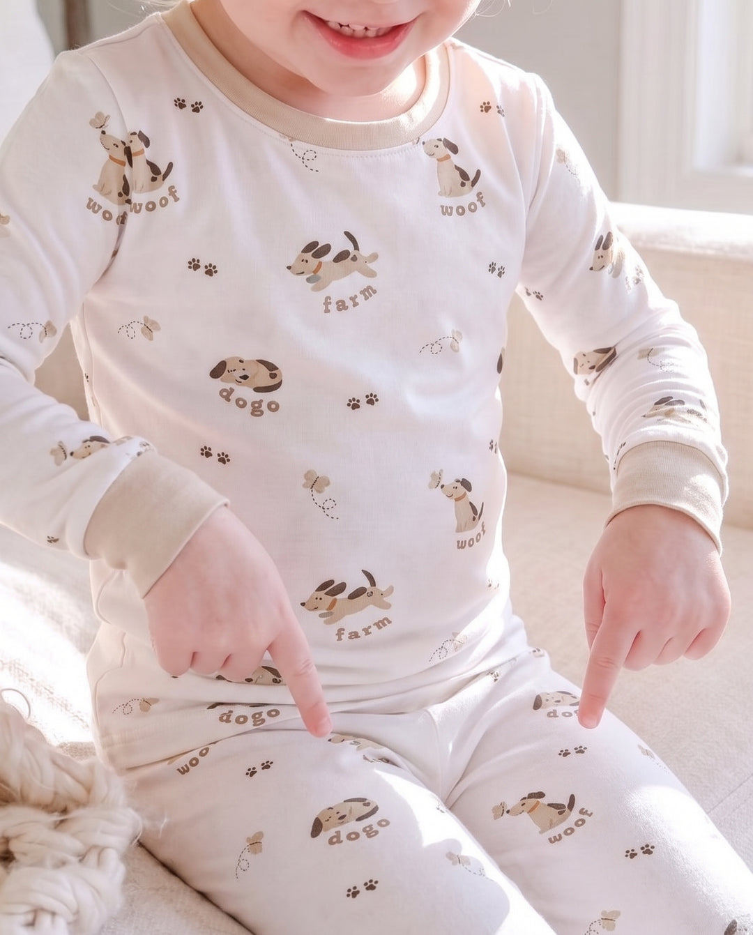 Puppy Farm Words Bamboo Two Piece Long Sleeve Pajama Set