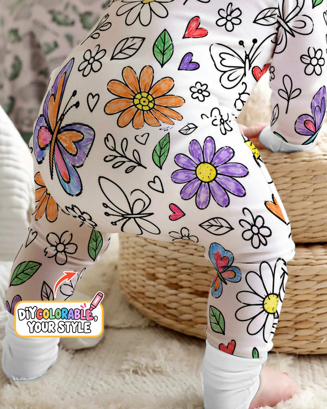 Butterfly Daisy Garden Doodles Colorable Bamboo Convertible Zippy