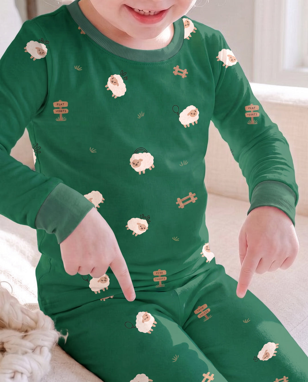 Little Sheep Meadow Bamboo Two Piece Long Sleeve Pajama Set