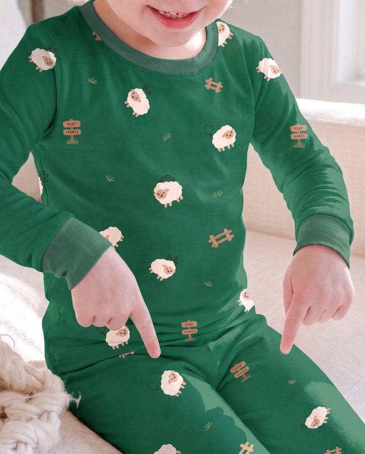 Little Sheep Meadow Bamboo Two Piece Long Sleeve Pajama Set