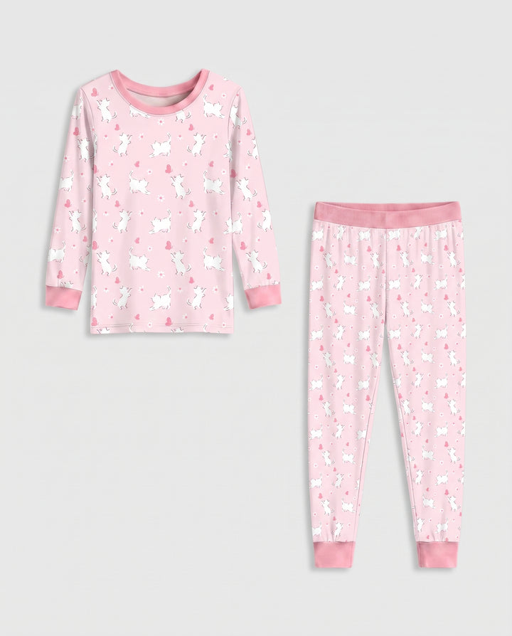 Sweet Kitten Hearts Bamboo Two Piece Long Sleeve Pajama Set