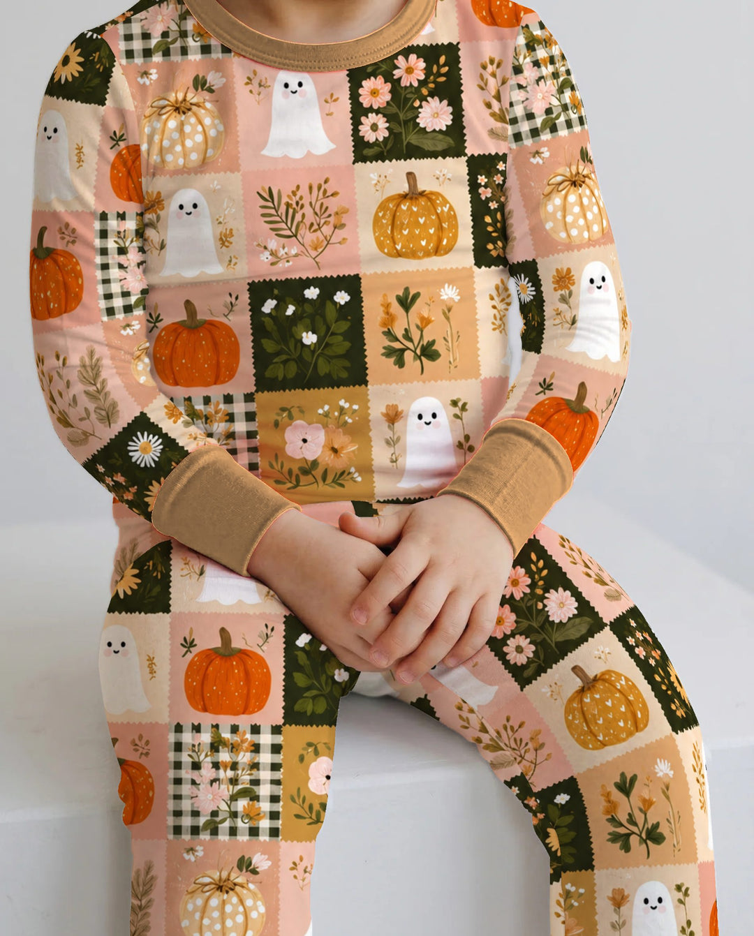 Cottage Ghost Patchwork Bamboo Two Piece Long Sleeve Pajama Set