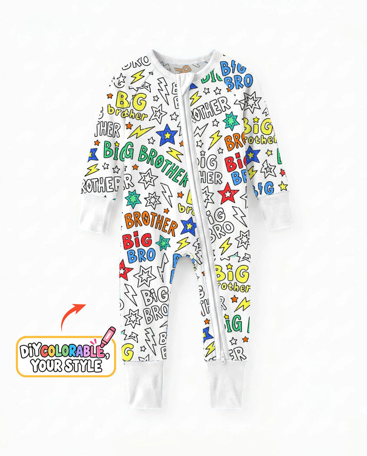 Big Brother Superhero Doodles Colorable Bamboo Convertible Zippy