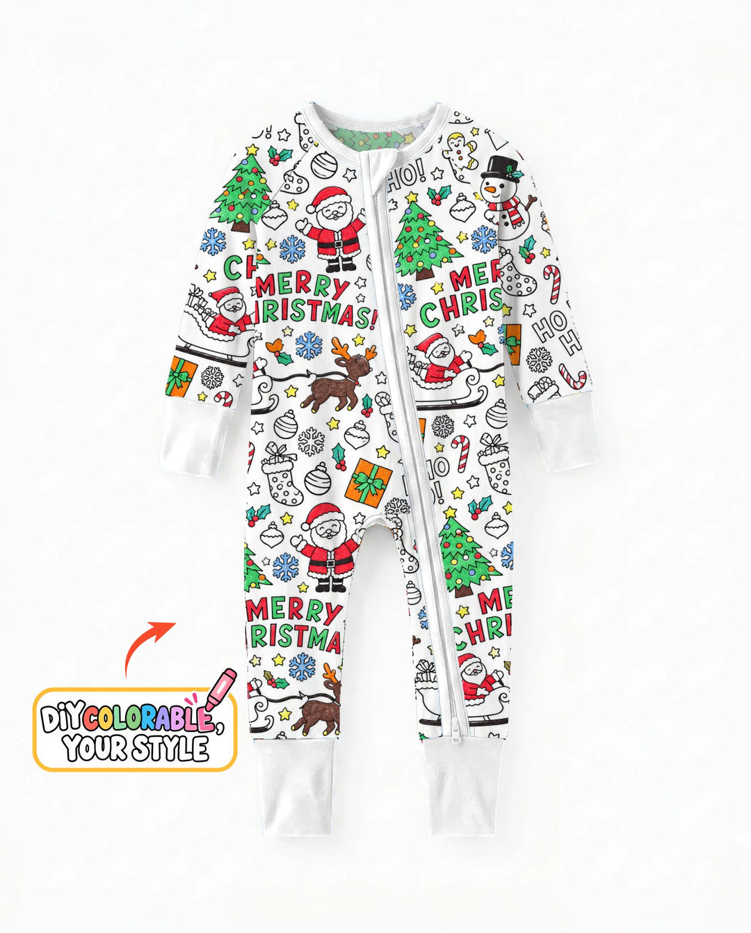 Merry Christmas Doodle Party Colorable Bamboo Convertible Zippy
