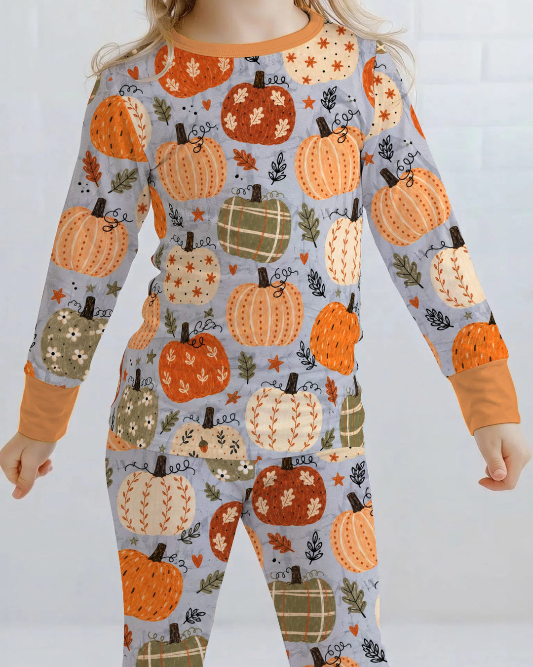 Harvest Pumpkin Patch Bamboo Two Piece Long Sleeve Pajama Set