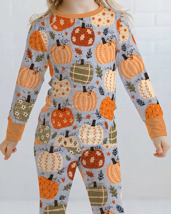 Harvest Pumpkin Patch Bamboo Two Piece Long Sleeve Pajama Set