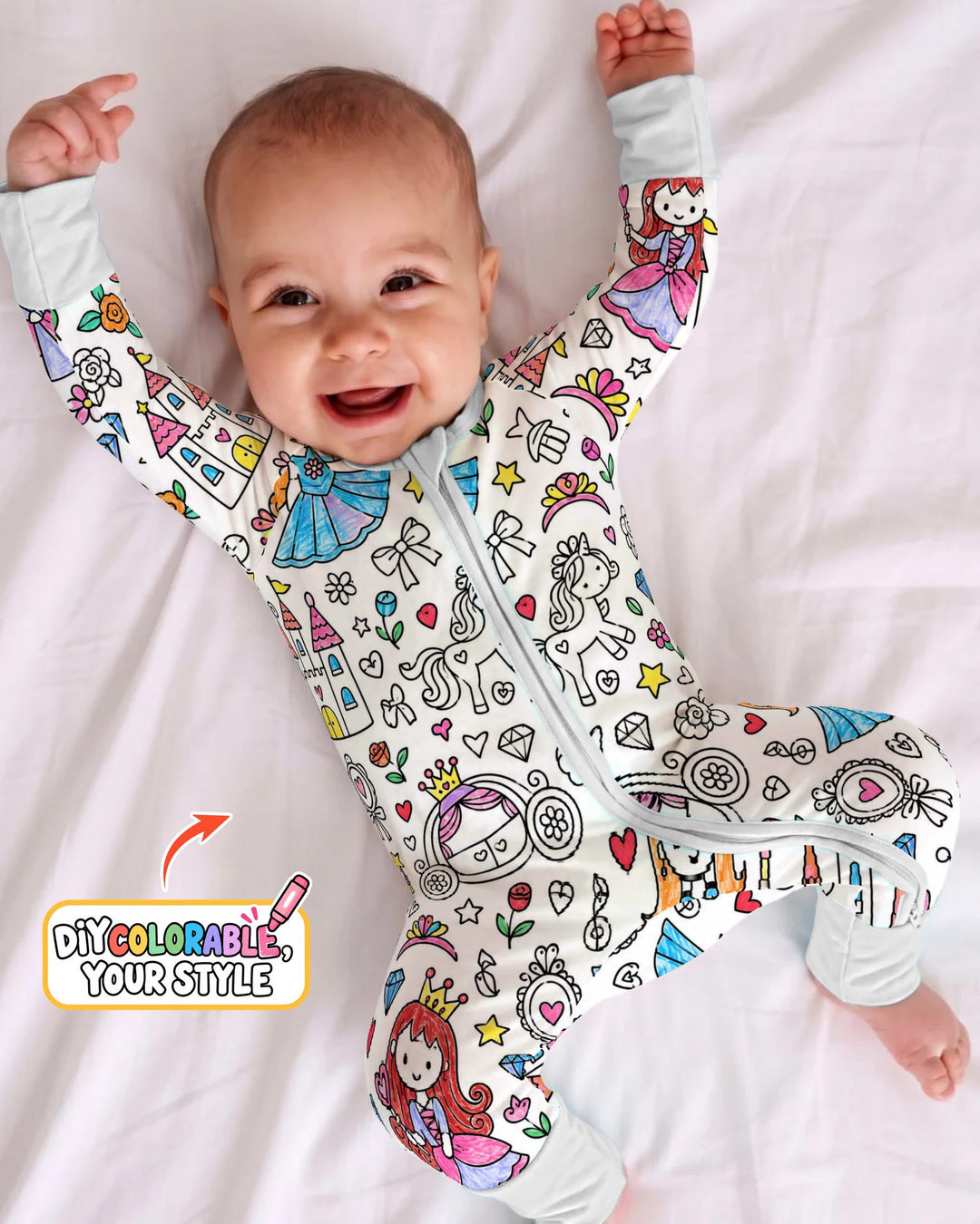Princess Fairytale Kingdom Colorable Bamboo Convertible Zippy