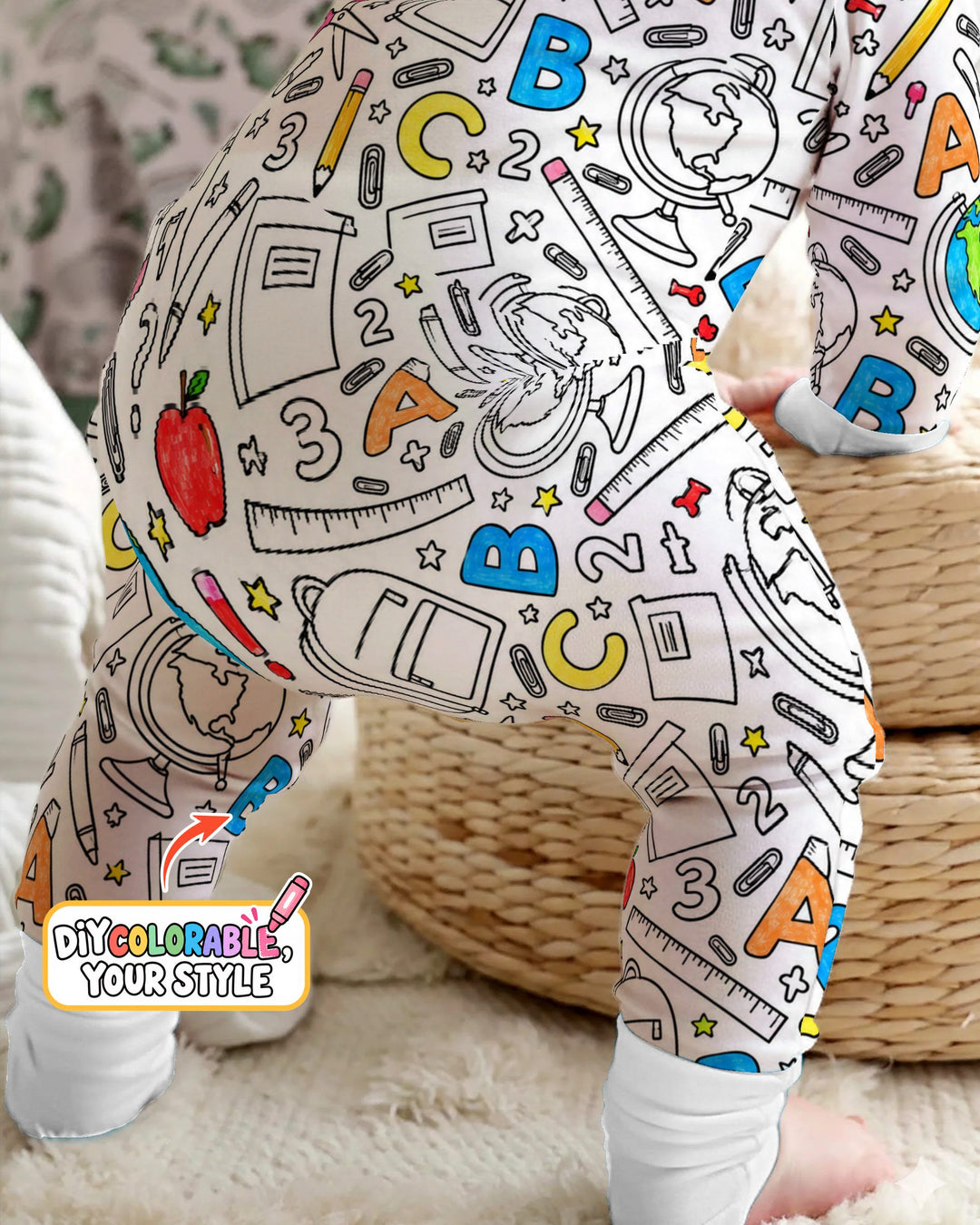 Back to School Doodle Supplies Colorable Bamboo Convertible Zippy
