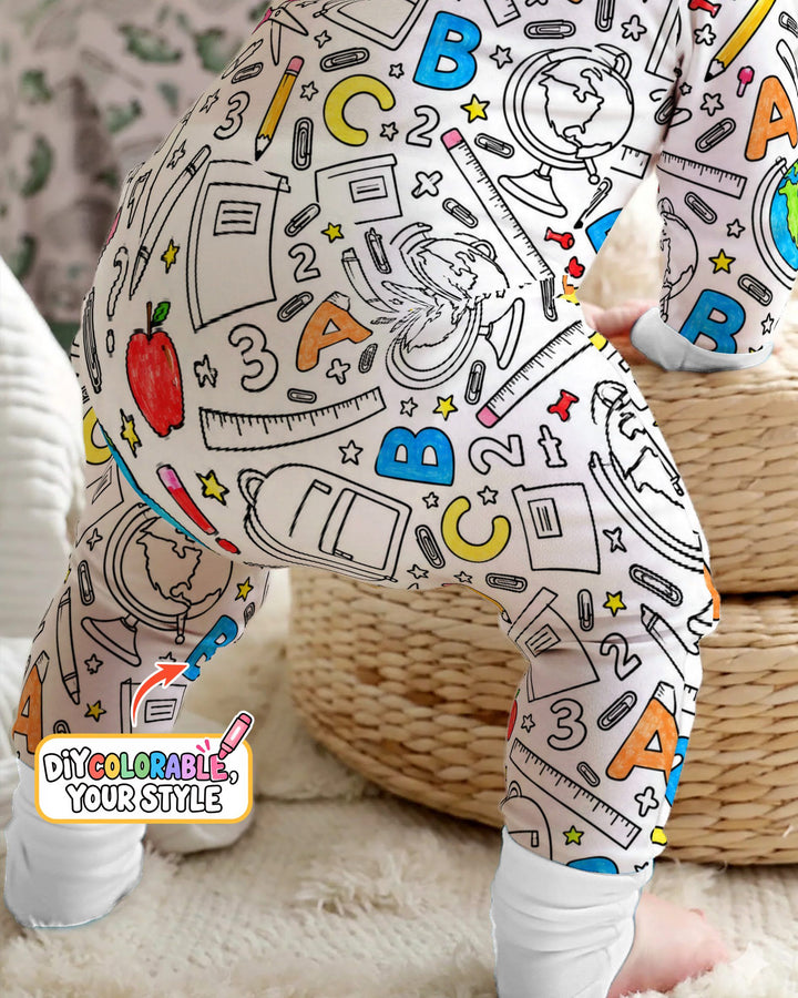 Back to School Doodle Supplies Colorable Bamboo Convertible Zippy