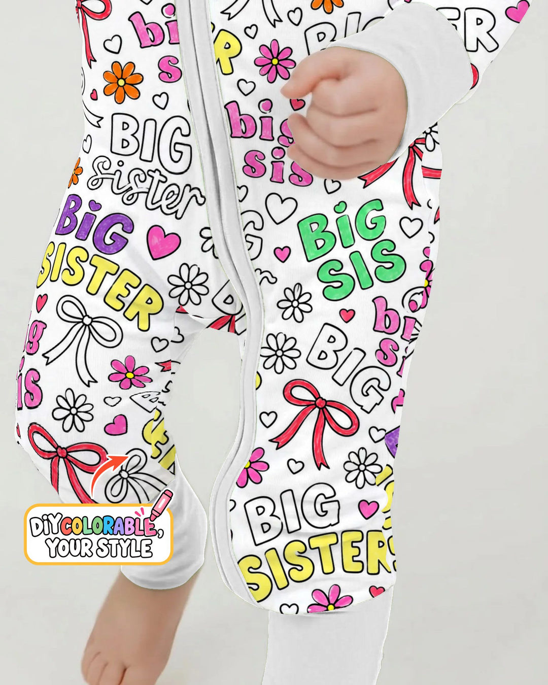 Big Sister Bows & Flowers Colorable Bamboo Convertible Zippy
