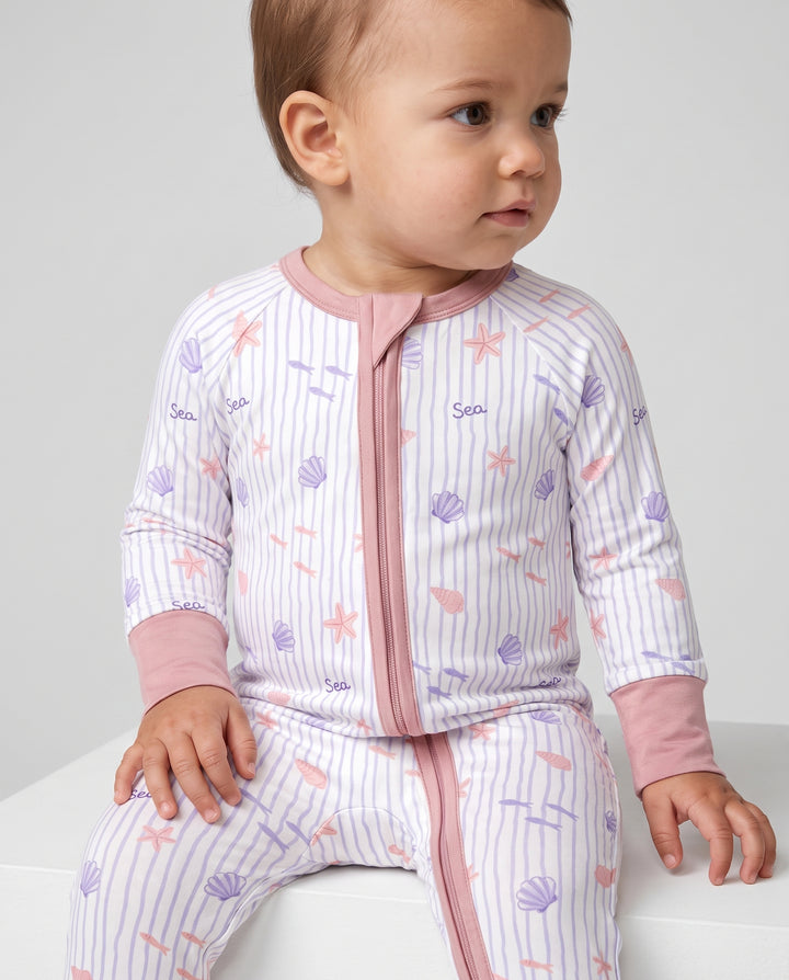 Blush Sea Garden Bamboo Convertible Zipper Romper