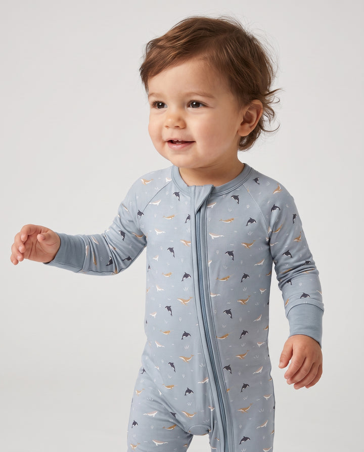 Narwhal Drift Bamboo Convertible Zipper Romper