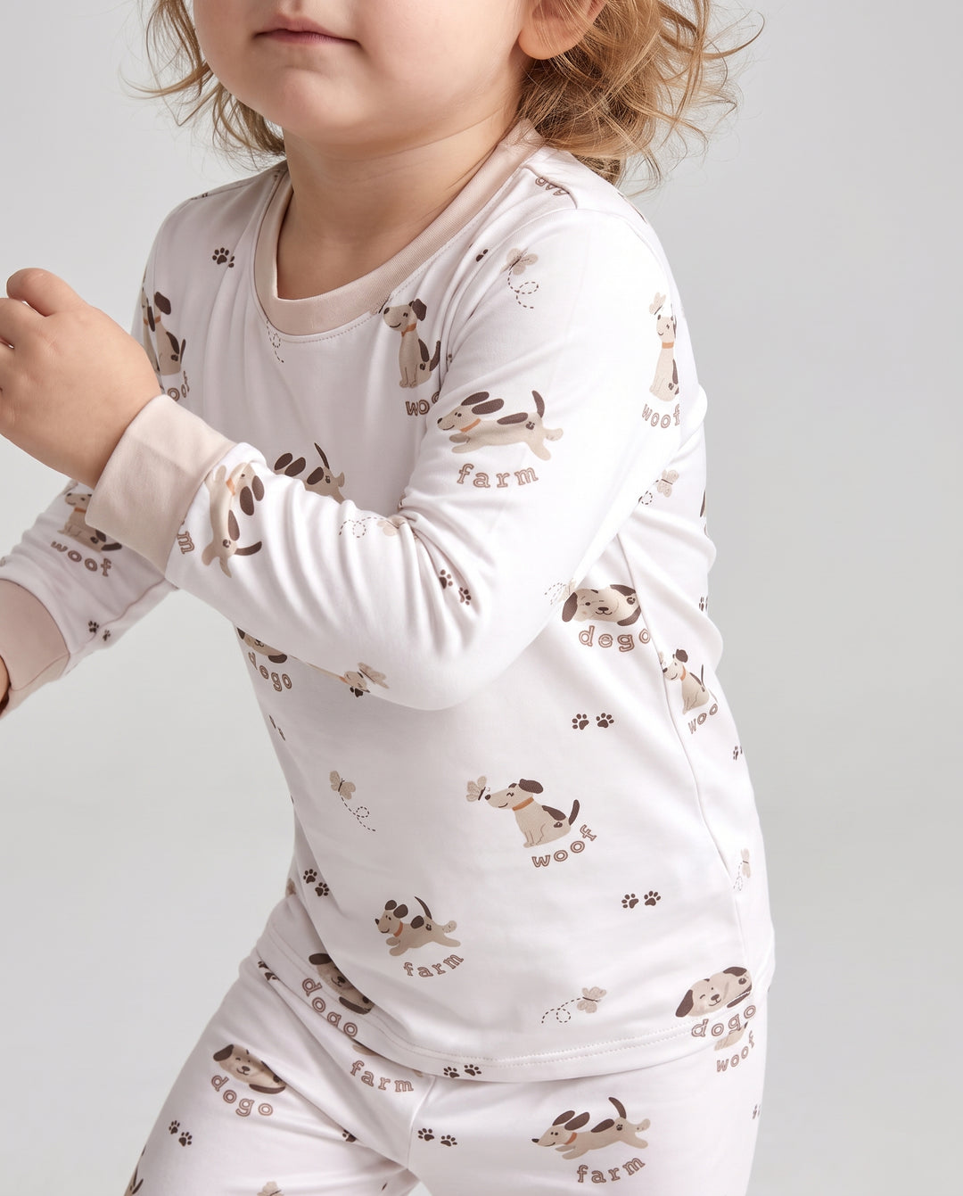 Puppy Farm Words Bamboo Two Piece Long Sleeve Pajama Set