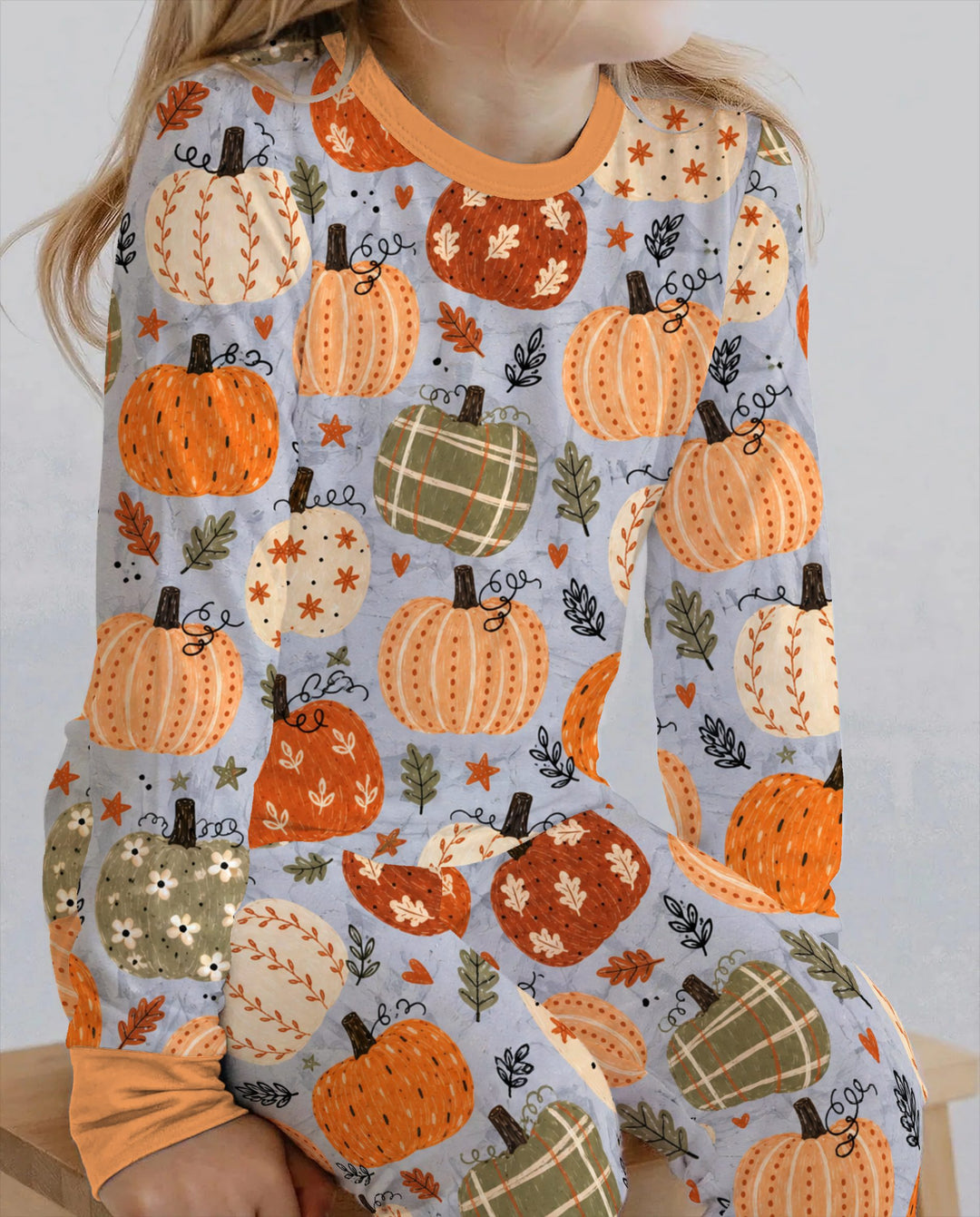 Harvest Pumpkin Patch Bamboo Two Piece Long Sleeve Pajama Set