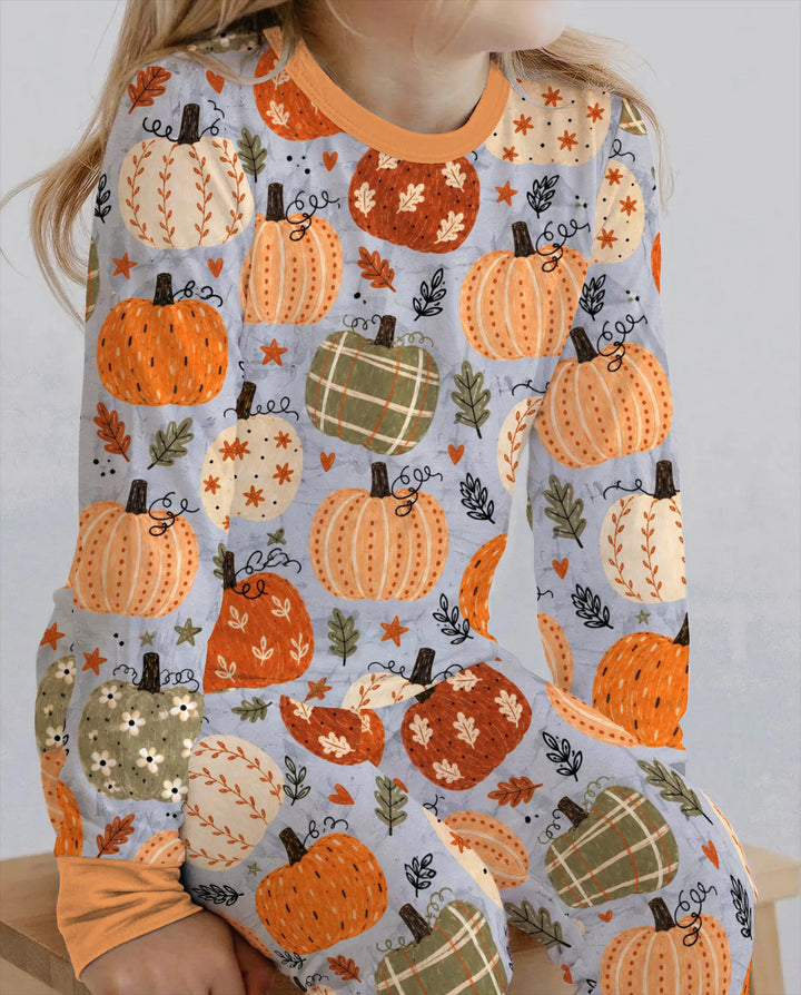 Harvest Pumpkin Patch Bamboo Two Piece Long Sleeve Pajama Set