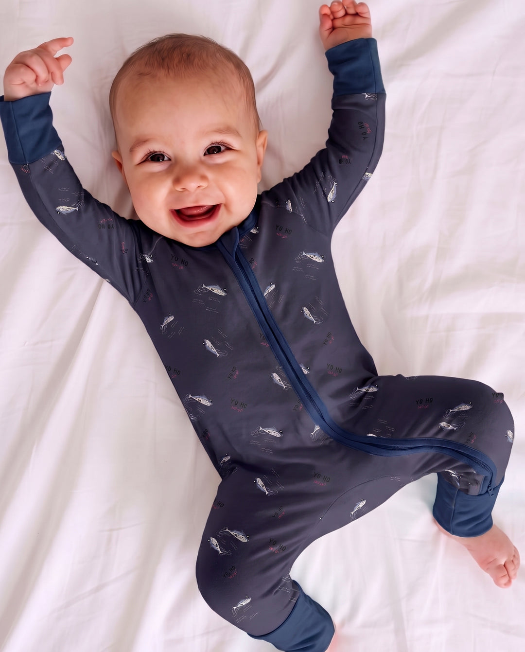 Yo Ho Squid Patrol Bamboo Convertible Zipper Romper